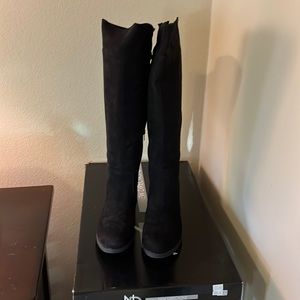 Black tall faux suede riding boots